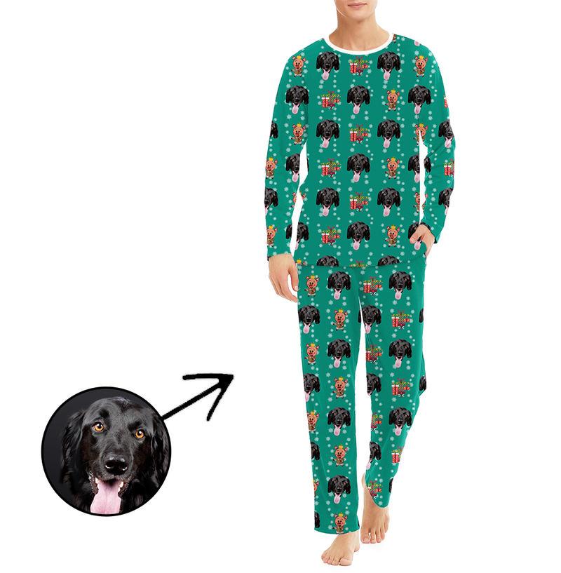 Custom Men's Photo Pajamas Lovely Pig Long Sleeve