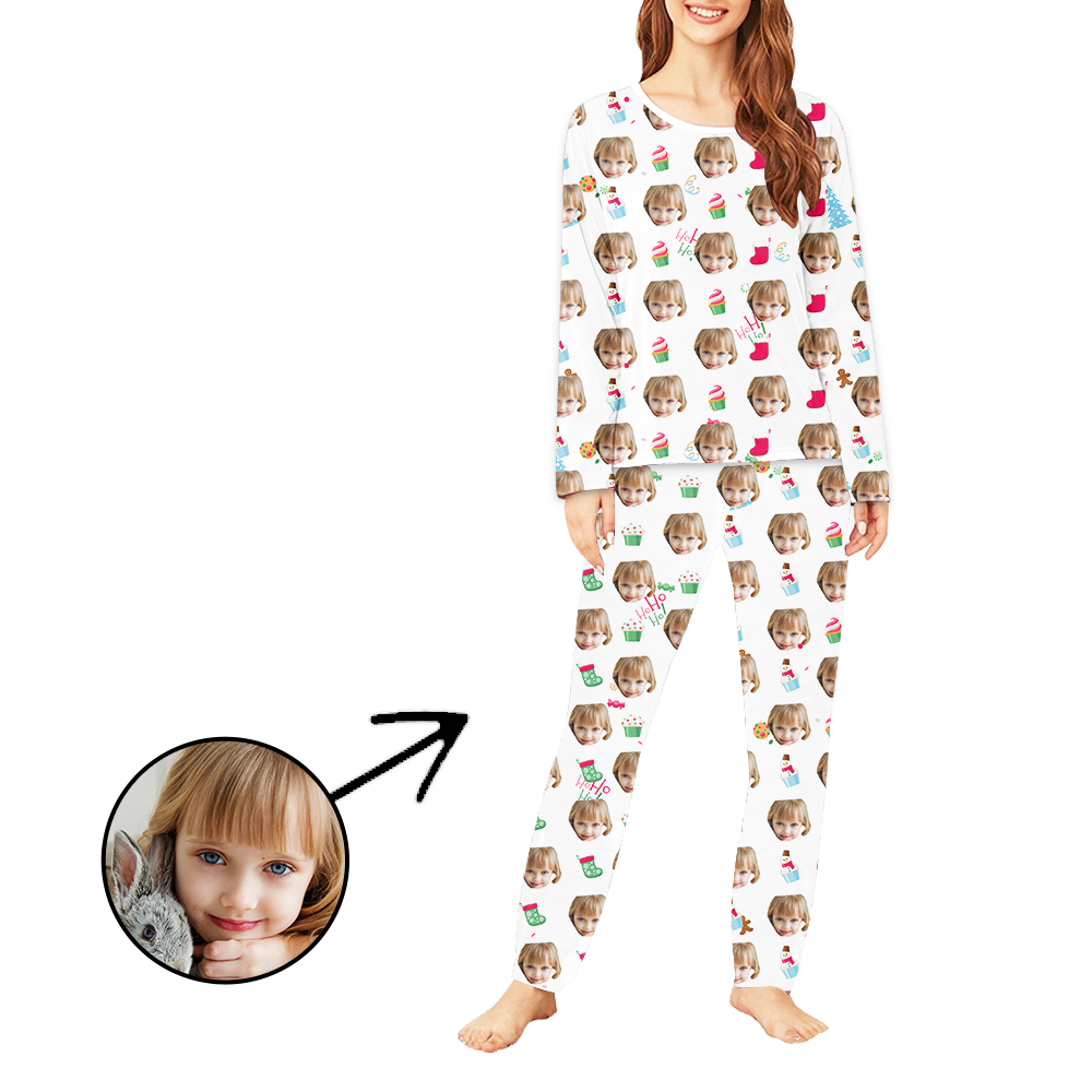 Custom Women's Photo Pajamas Ice Cream Long Sleeve