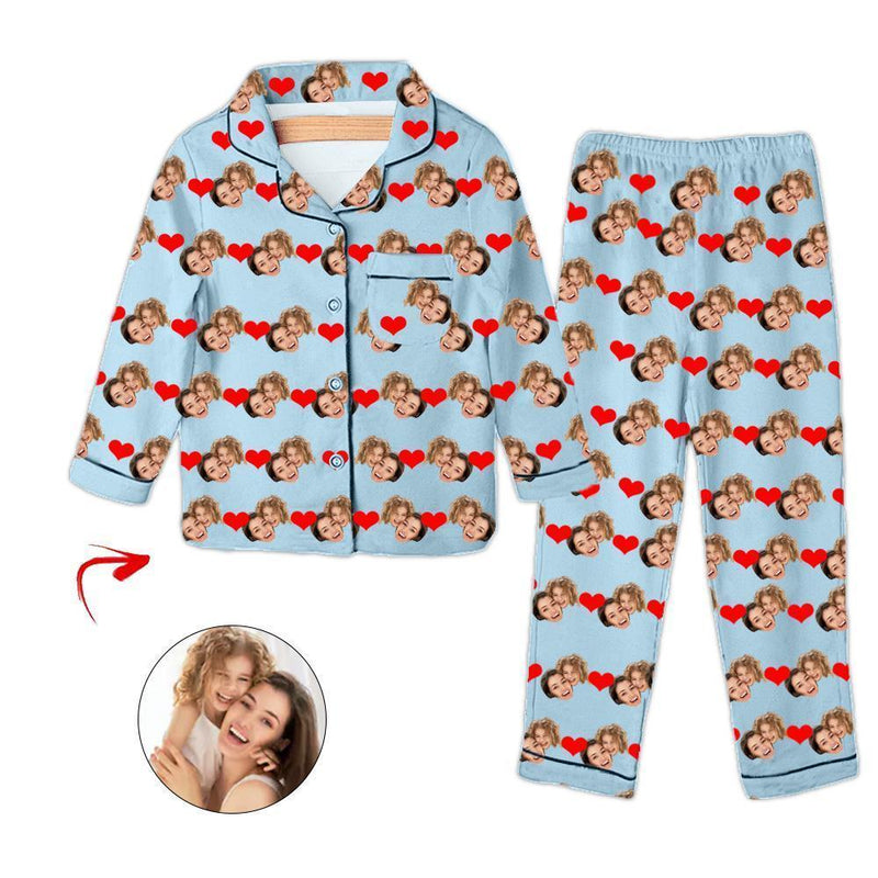 Custom Photo Kid's Pajamas Heart Happy Mother's Day White