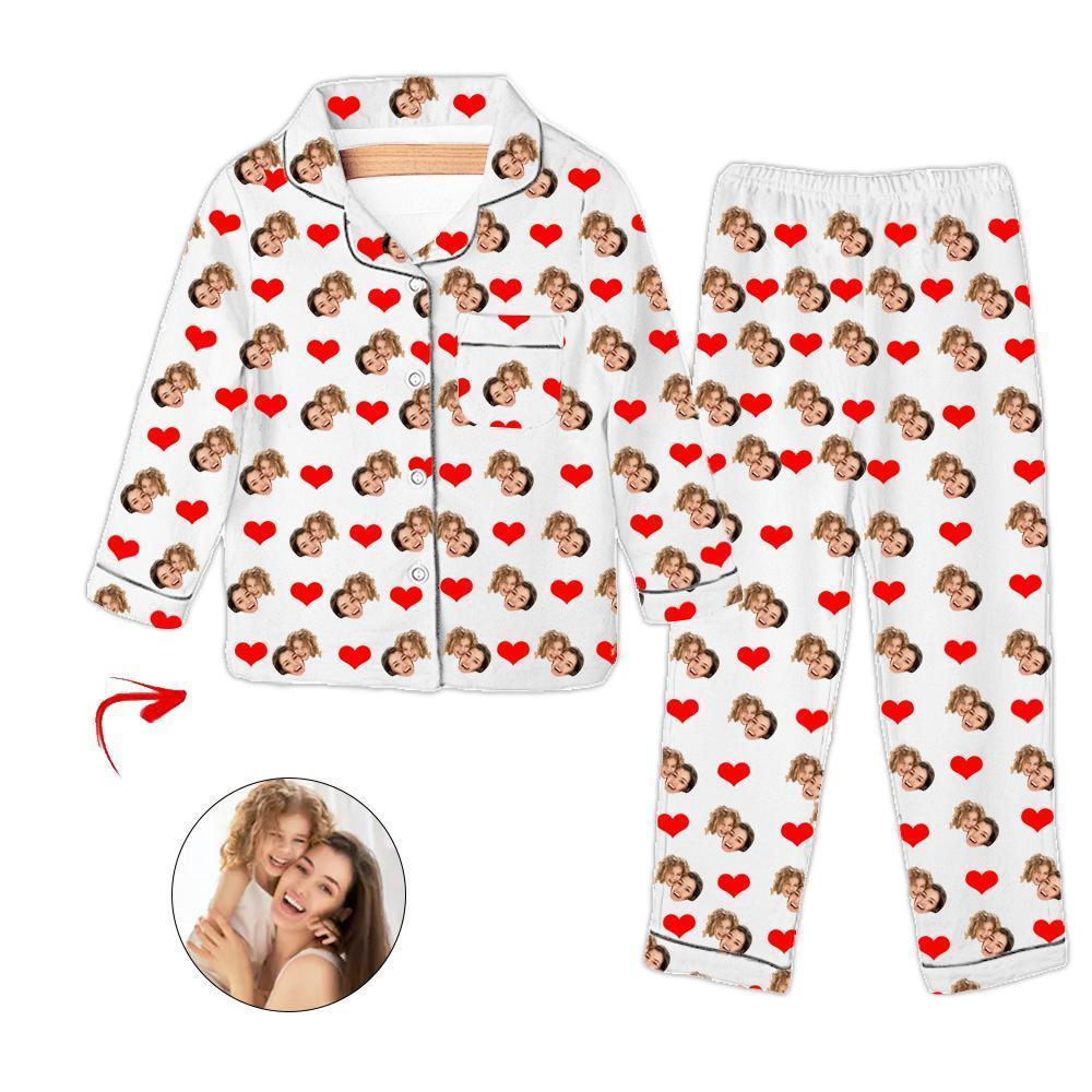 Custom Photo Kid's Pajamas Heart Happy Mother's Day White