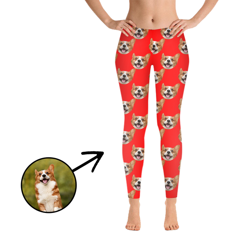 Custom Photo Leggings I Love My Dog Grey