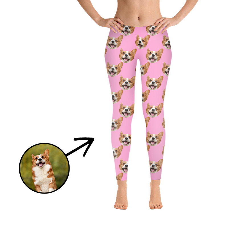 Custom Photo Leggings I Love My Dog Pink