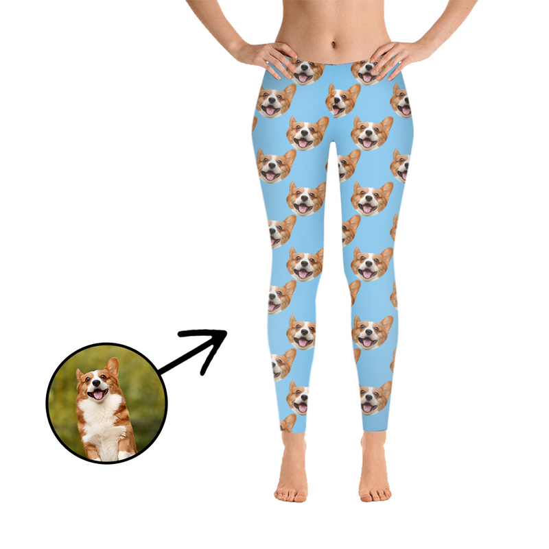 Custom Photo Leggings I Love My Dog Grey