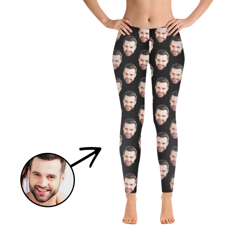 Custom Photo Leggings I Love My Boyfriend Light Pink