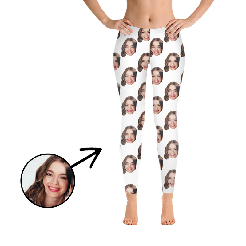 Custom Photo Leggings I Love My Girlfriend Light Pink