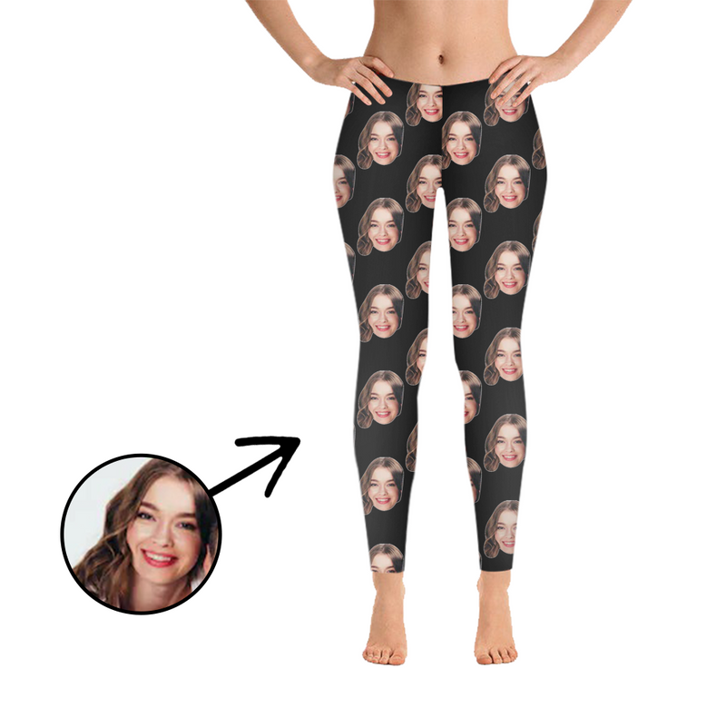 Custom Photo Leggings I Love My Girlfriend Black