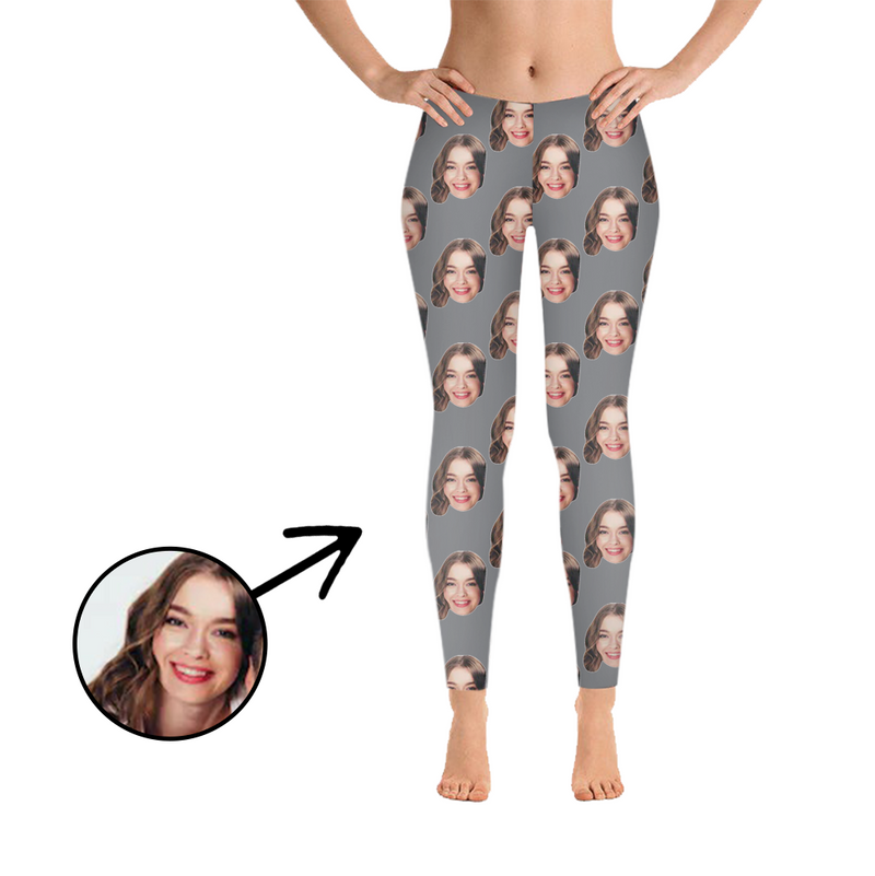 Custom Photo Leggings I Love My Girlfriend Light Blue