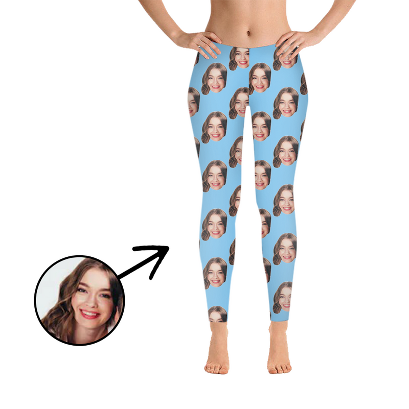 Custom Photo Leggings I Love My Girlfriend Blue