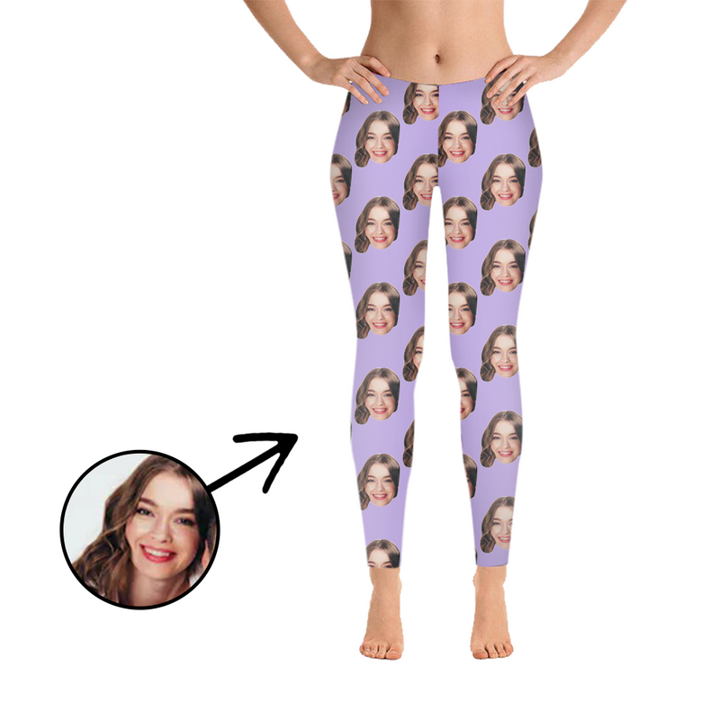 Custom Photo Leggings I Love My Girlfriend Purple