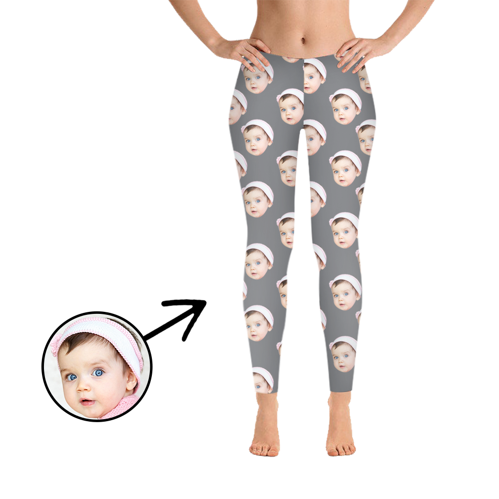 Custom Photo Leggings I Love My Baby Grey