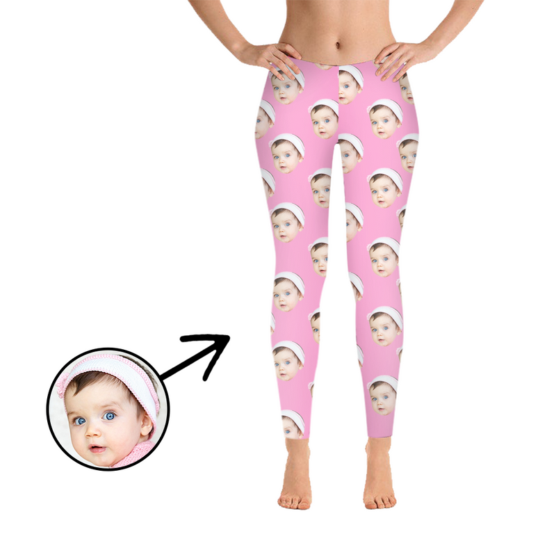 Custom Photo Leggings I Love My Baby Pink