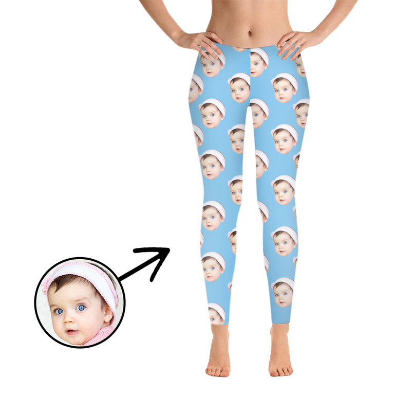 Custom Photo Leggings I Love My Baby Blue