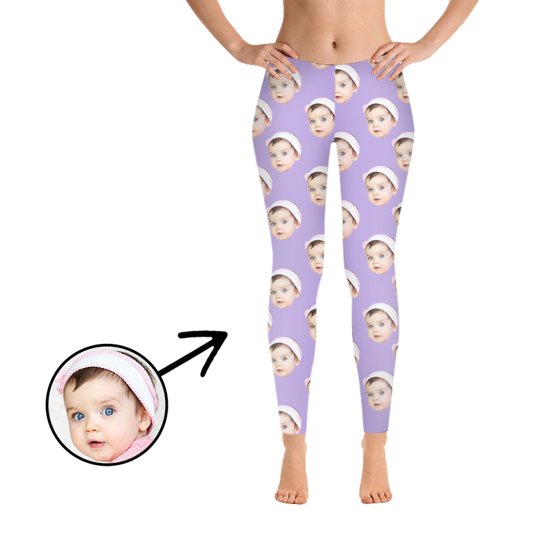 Custom Photo Leggings I Love My Baby Light Blue