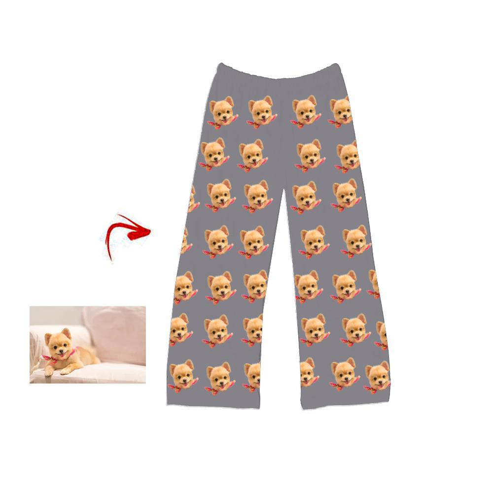 Personalised Photo Pajamas Pants I Love My Dog Grey