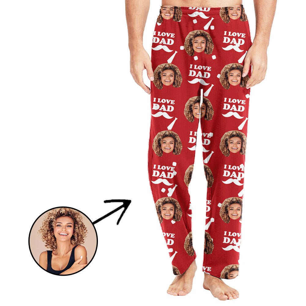 Custom Photo Pajamas Pants For Men I Love Dad Father's Day Gifts