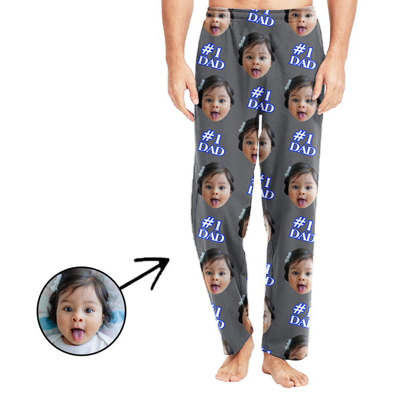 Custom Photo Pajamas Pants For Men #1 Dad Father's Day Gifts