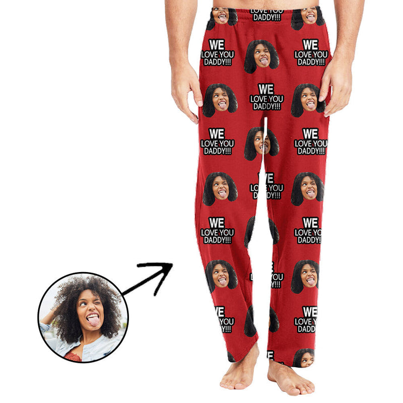 Custom Photo Pajamas Pants For Men We Love You Daddy Father's Day Gifts