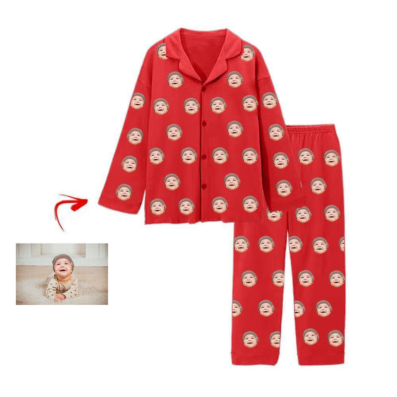 Custom Photo Pajamas Pants I Love My Baby Red