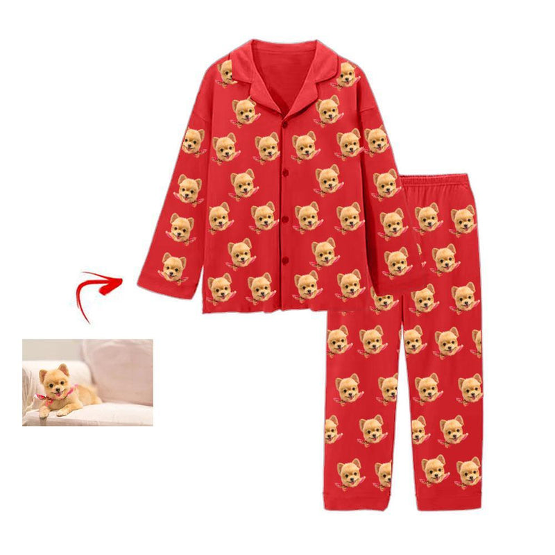 Custom Photo Pajamas Pants I Love My Dog Blue