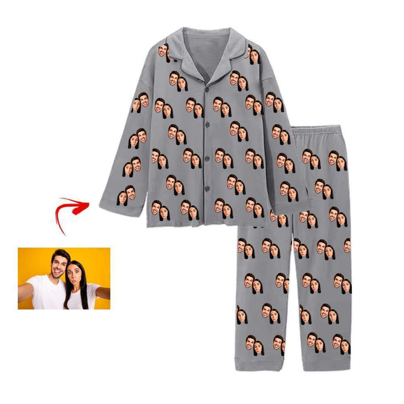 Custom Photo Pajamas Pants Happy You And Me Grey