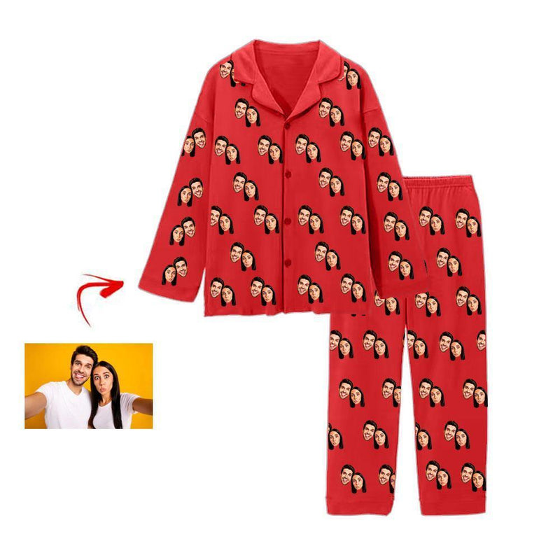 Custom Photo Pajamas Pants Happy You And Me Red