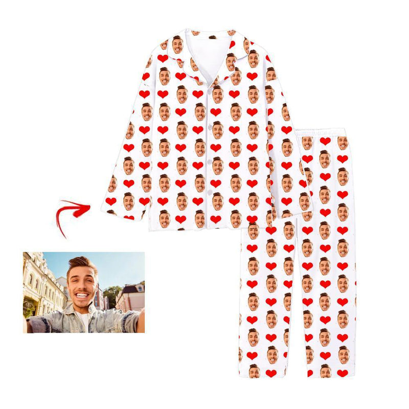 Custom Photo Pajamas Pants Heart I Love My Husband Black