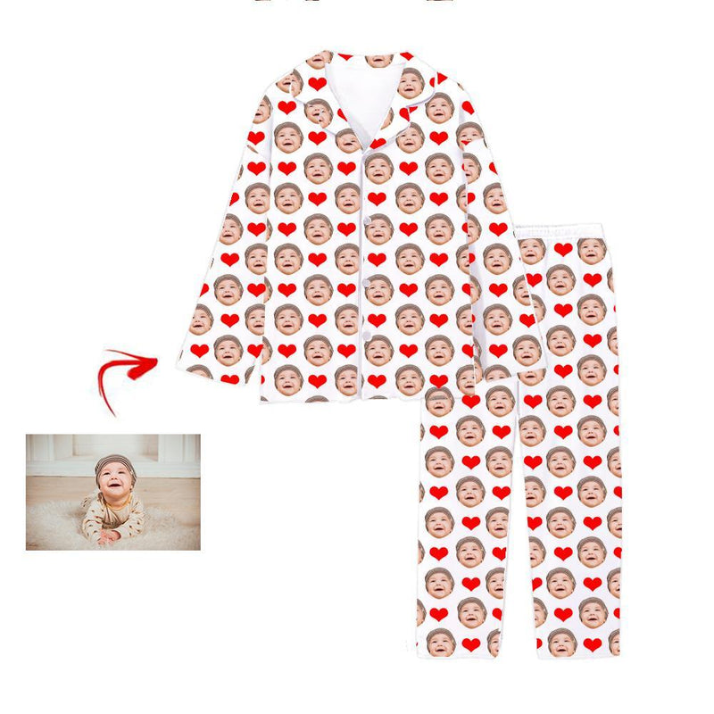 Personalised Photo Pajamas Heart I Love My Baby White