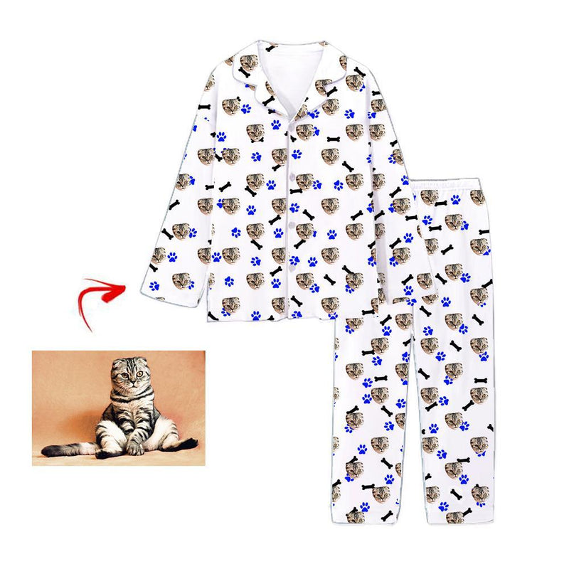 Personalised Pyjamas Cat Footprint With Bone