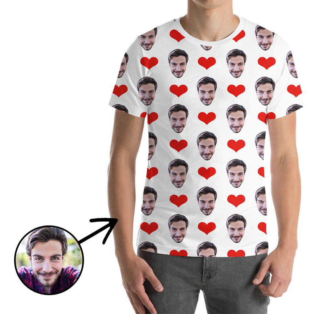 Custom Photo T-shirt Unisex Heart My Loved One's Face