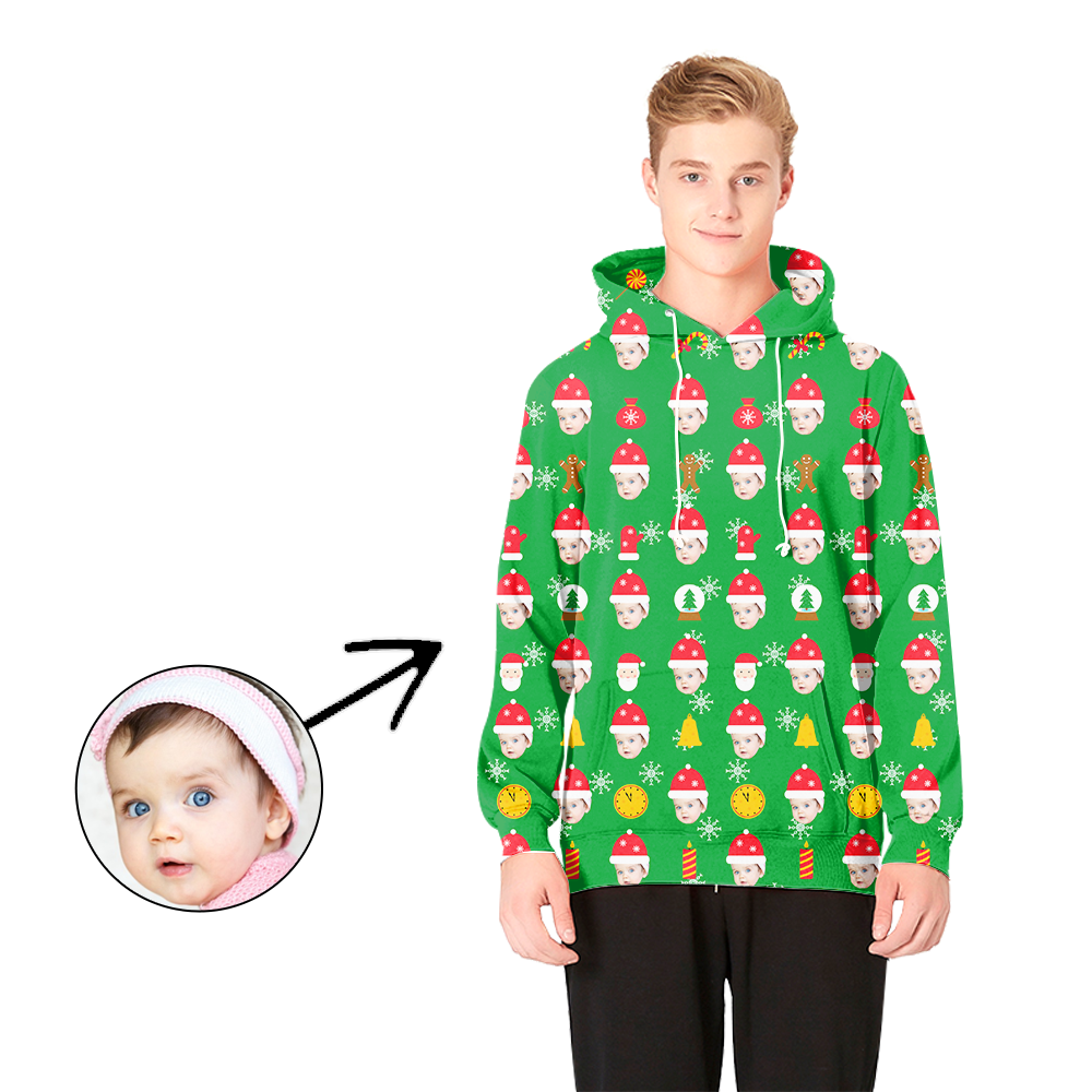 Custom Photo Hoodies Christmas Hat And Snowman