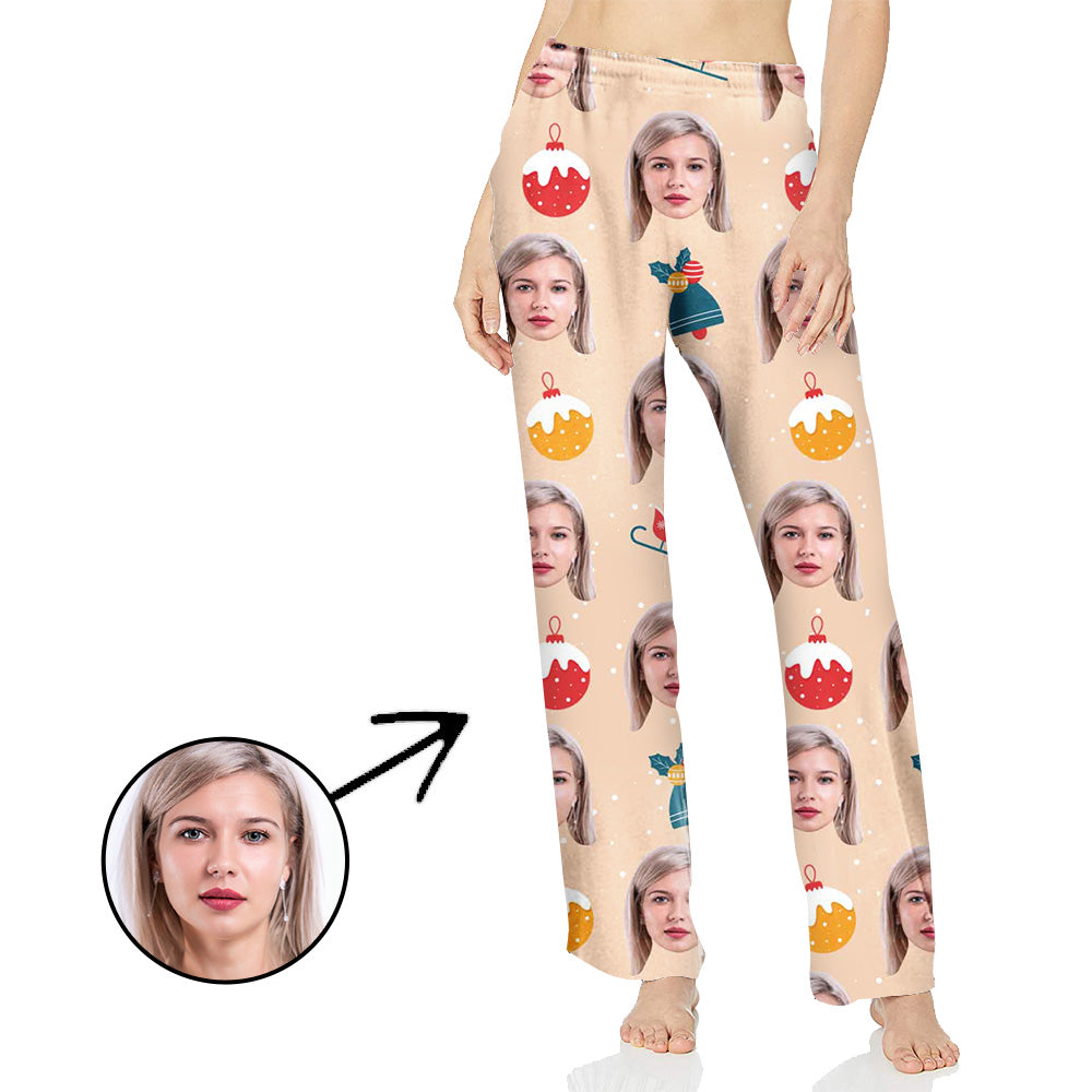 Custom Photo Pajamas Pants For Women Christmas Light