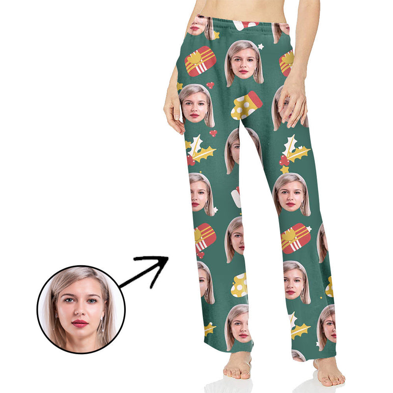 Custom Photo Pajamas Pants For Women Celebrate Christmas With You