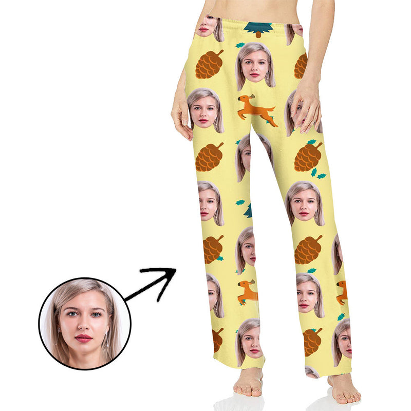 Custom Photo Pajamas Pants For Women Christmas Elk