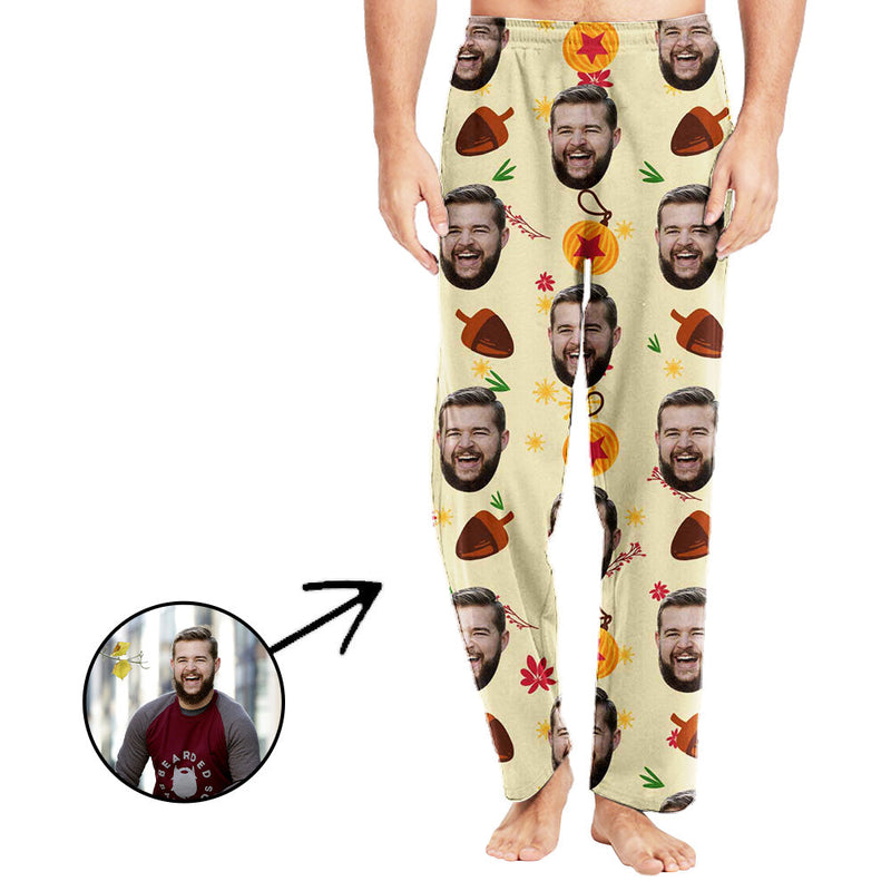 Custom Photo Pajamas Pants For Men Icecream And Flowers