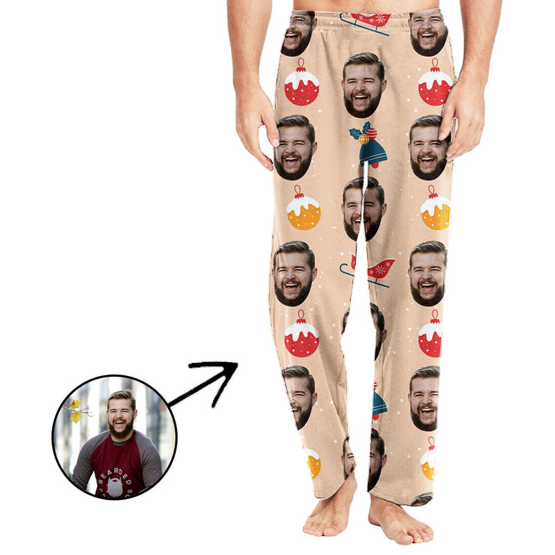 Custom Photo Pajamas Pants For Men Christmas Light