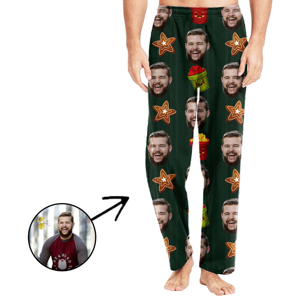 Custom Photo Pajamas Pants For Men Stars And Flowers