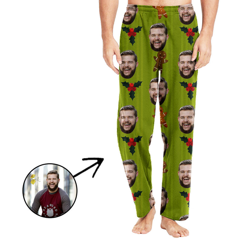 Custom Photo Pajamas Pants For Men Bells And Lovely Cartoon