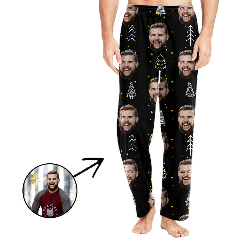 Custom Photo Pajamas Pants For Men Christmas Tree