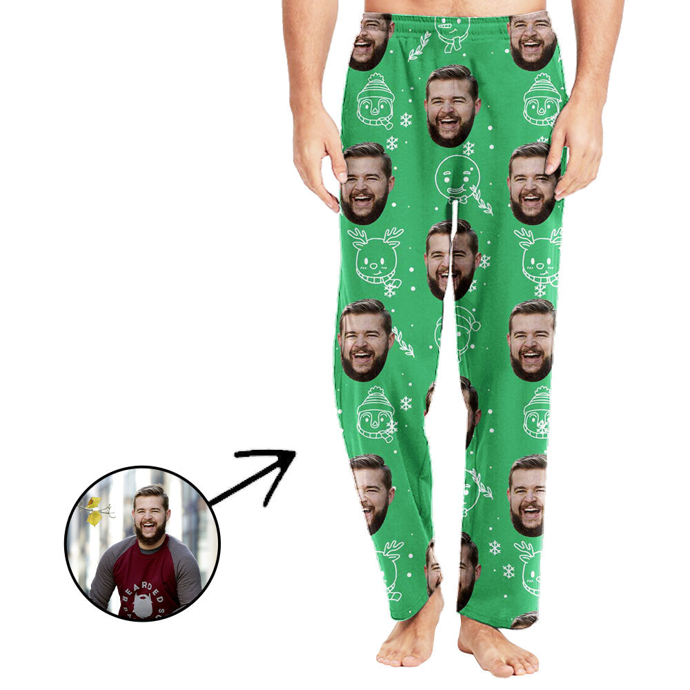 Custom Photo Pajamas Pants For Men Cute Elk