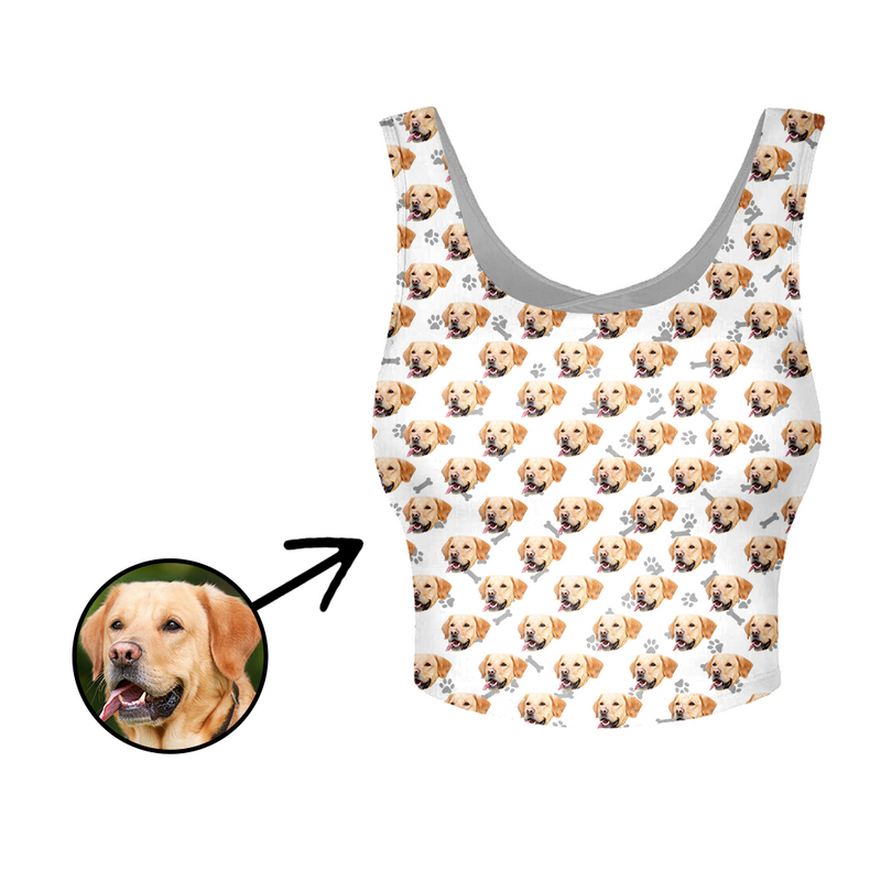 Custom Photo Yoga Crop Tank Top Dog Footprint