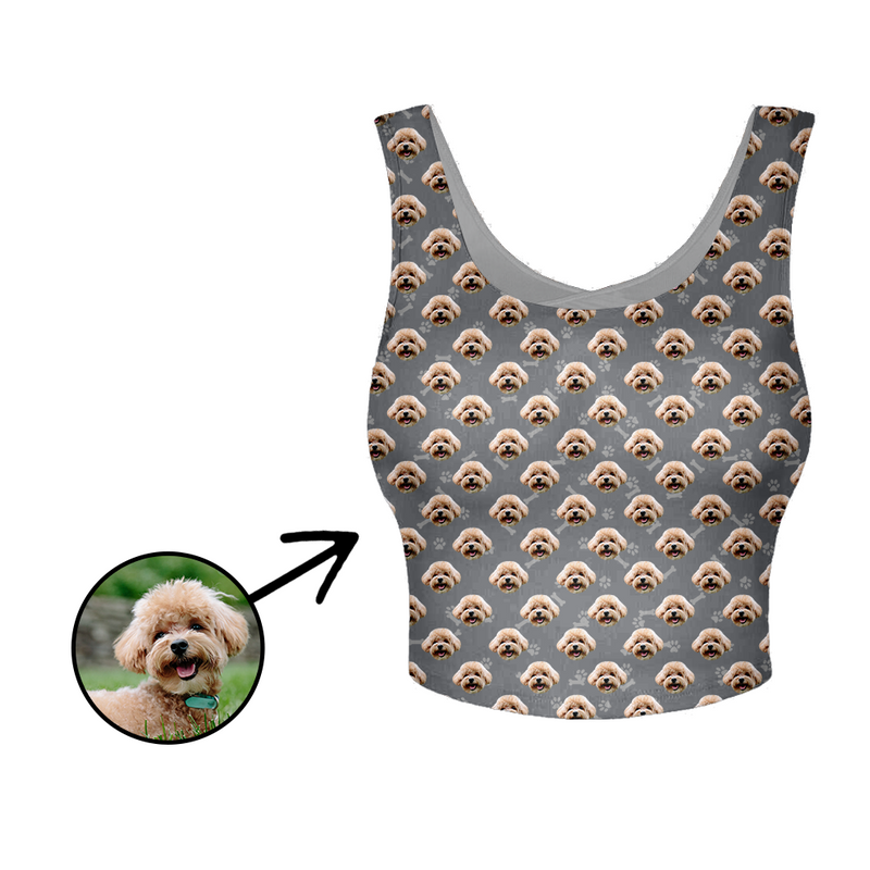 Custom Photo Yoga Crop Tank Top Dog Footprint