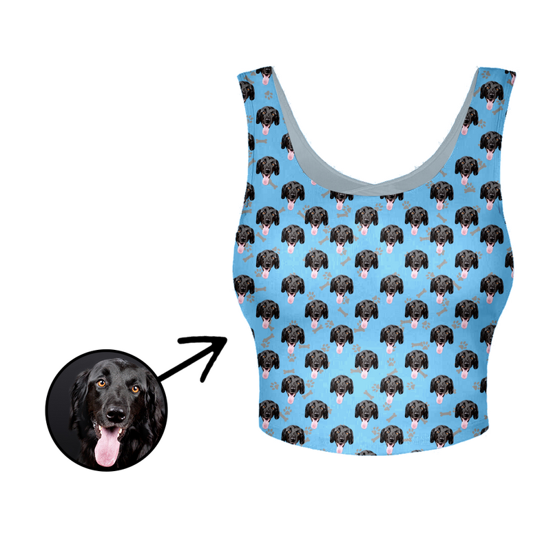 Custom Photo Yoga Crop Tank Top Dog Footprint