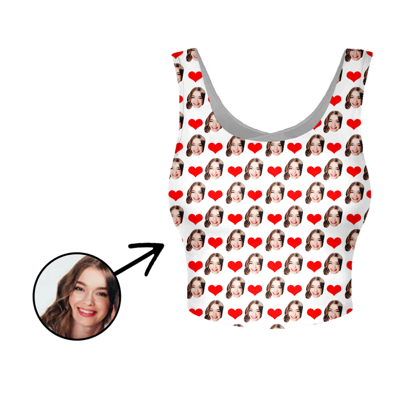 Custom Photo Yoga Crop Tank Top With Heart