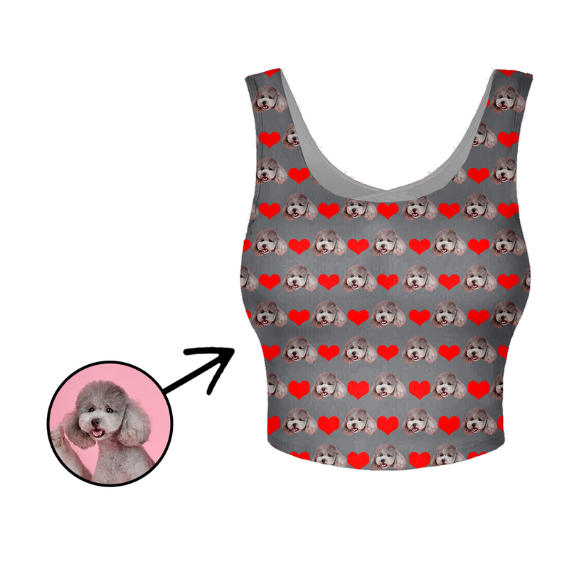 Custom Photo Yoga Crop Tank Top With Heart