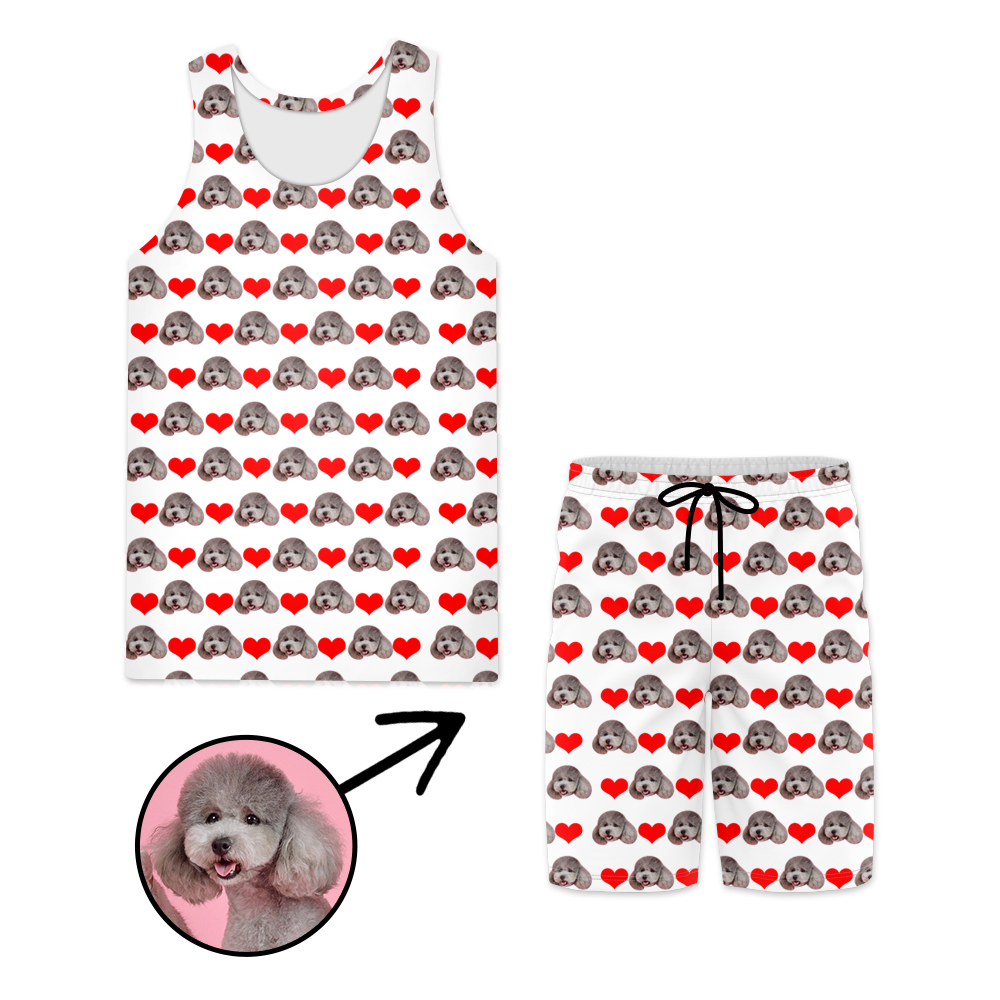 Custom Photo Beach Wear Heart I Love My Dog