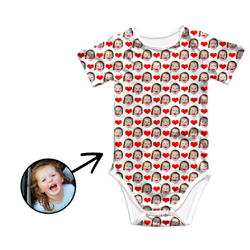 Custom Photo Baby Bodysuit Heart My Loved One's Face