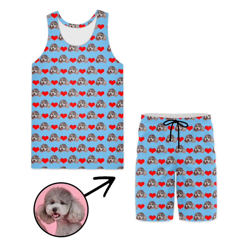 Custom Photo Beach Wear Heart I Love My Dog