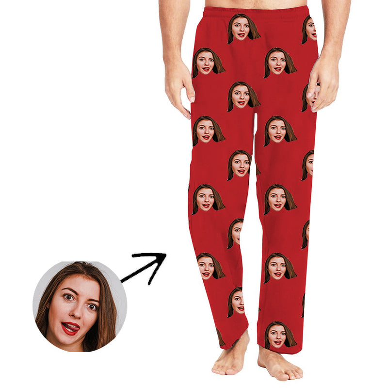 Custom Photo Pajamas Pants For Men My Loved One's Face Long Sleeve Mother's Day Gifts